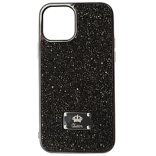 Чехол накладка Queen для APPLE iPhone 12, iPhone 12 Pro, силикон, стразы, цвет черный