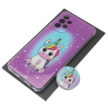 Чехол накладка для SAMSUNG Galaxy A23, силикон, фактурный глянец, с поп сокетом, рисунок Единорог Чехол накладка для SAMSUNG Galaxy A23, силикон, фактурный глянец, с поп сокетом, рисунок Единорог