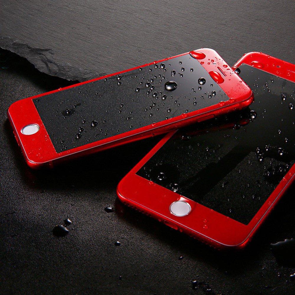 Защитное стекло 3D для APPLE iPhone 7/7S (4.7") красный кант Monarch.