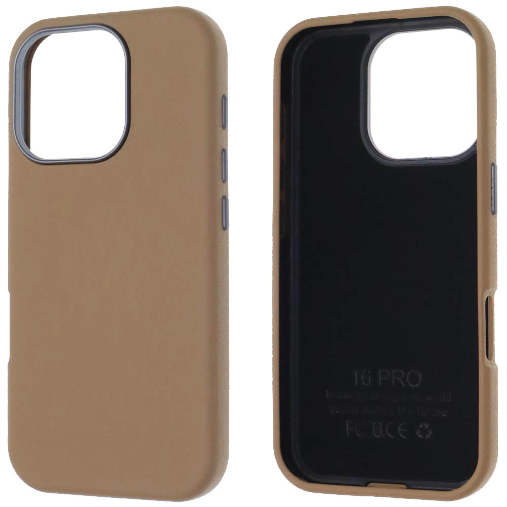Чехол накладка для APPLE iPhone 16 Pro (6.3"), силикон, пластик, текстура кожи, бархат, цвет коричневый Чехол накладка для APPLE iPhone 16 Pro (6.3"), силикон, пластик, текстура кожи, бархат, цвет коричневый