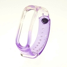 Сменный ремешок для фитнес браслета, смарт часов XIAOMI Mi Band 5, силикон, цвет прозрачно фиолетовый Сменный ремешок для фитнес браслета, смарт часов XIAOMI Mi Band 5, силикон, цвет прозрачно фиолетовый