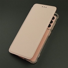 Чехол книжка для SAMSUNG Galaxy S21 FE (SM-G990B), экокожа, визитница, цвет розовый песок Чехол книжка для SAMSUNG Galaxy S21 FE (SM-G990B), экокожа, визитница, цвет розовый песок