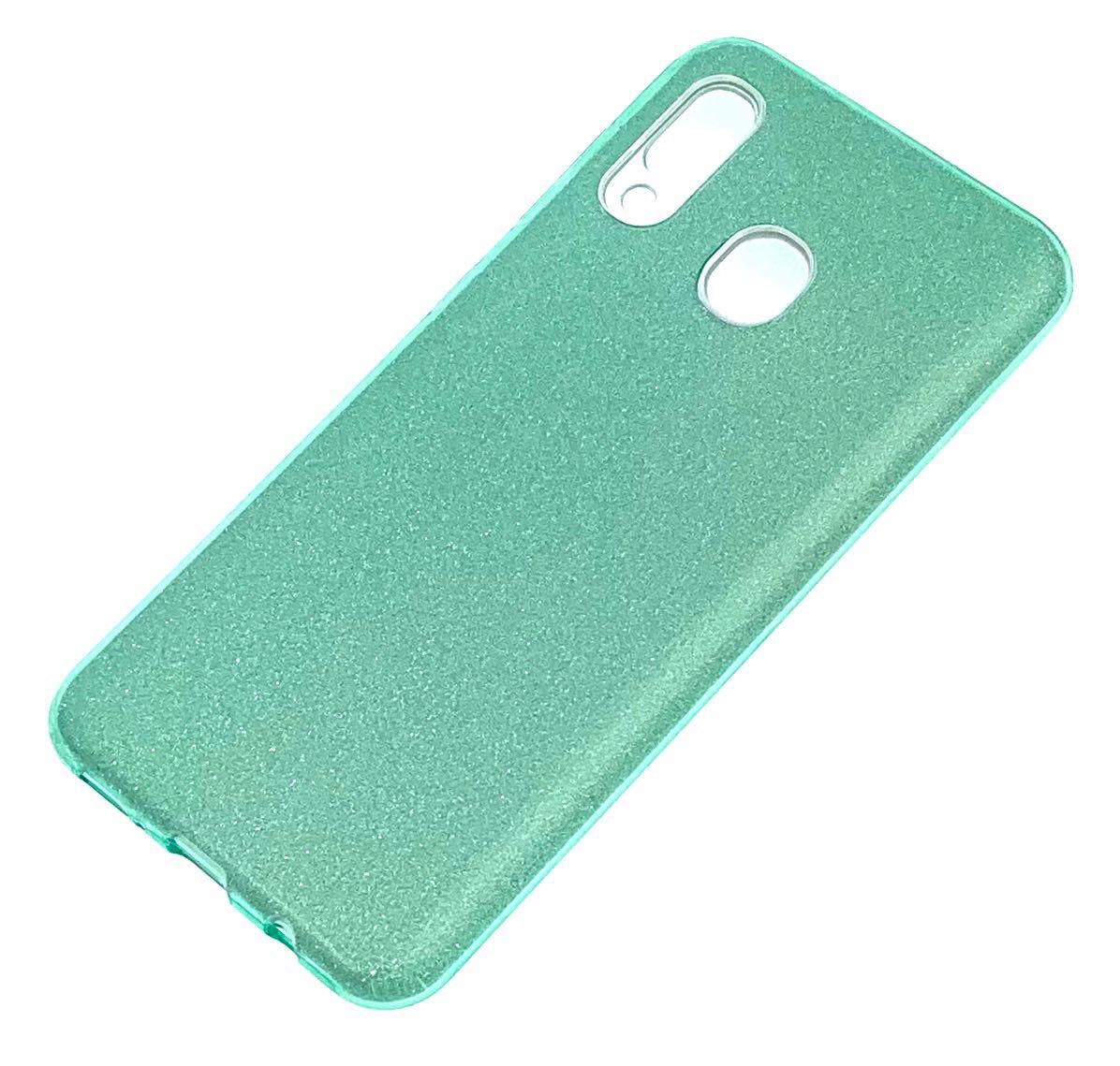 Чехол накладка Shine для SAMSUNG Galaxy A20 (SM-A205), A30 (SM-A305), силикон, блестки, цвет зеленый