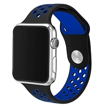 Ремешок для Apple Watch спортивный "Nike", размер 40 mm, цвет чёрный - синий. Ремешок для Apple Watch спортивный "Nike", размер 40 mm, цвет чёрный - синий.