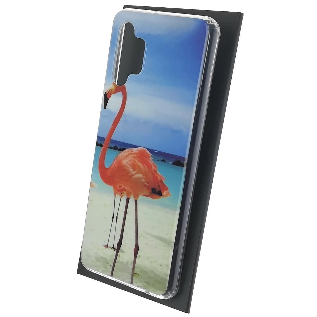 Чехол накладка для SAMSUNG Galaxy A32 4G (SM-A325F), силикон, глянцевый, рисунок Фламинго на пляже Чехол накладка для SAMSUNG Galaxy A32 4G (SM-A325F), силикон, глянцевый, рисунок Фламинго на пляже