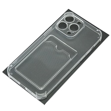 Чехол накладка для APPLE iPhone 14 Pro Max (6.7), силикон, отдел для карт, цвет прозрачный