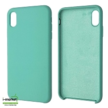 Чехол накладка Silicon Case для APPLE iPhone XS MAX, силикон, бархат, цвет светло бирюзовый