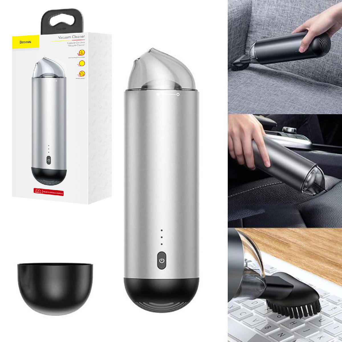 BASEUS CRXCQ01-0S Capsule Coldress беспроводной пылесос, цвет серебристый (-50%) BASEUS CRXCQ01-0S Capsule Coldress беспроводной пылесос, цвет серебристый (-50%)
