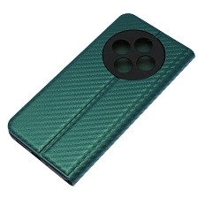 Чехол книжка CHESS для XIAOMI REDMI 14C, POCO C75, текстура карбон, визитница, цвет темно зеленый