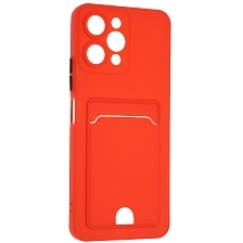 Чехол накладка BUTTON для XIAOMI Redmi 12 4G, защита камеры, силикон, отдел для карт, цвет красный Чехол накладка BUTTON для XIAOMI Redmi 12 4G, защита камеры, силикон, отдел для карт, цвет красный