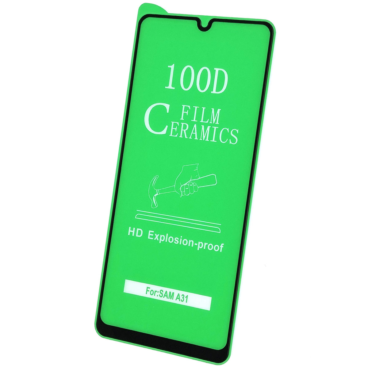 Защитное стекло 100D Ceramics для SAMSUNG Galaxy A31 (SM-A315), цвет окантовки черный