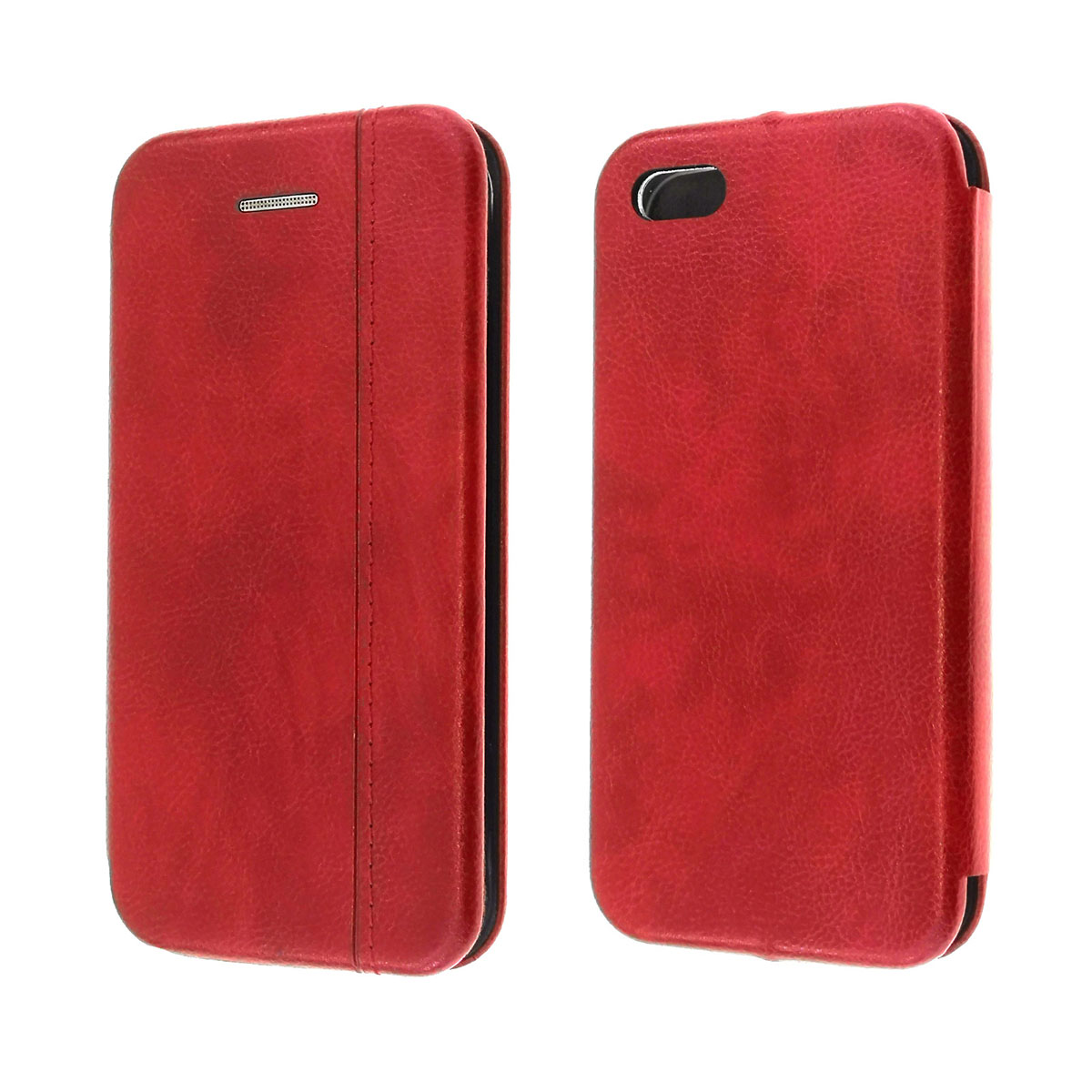 Чехол книжка VINTAGE LiNE для APPLE iPhone 5, 5G, 5S, SE, экокожа, цвет красный.