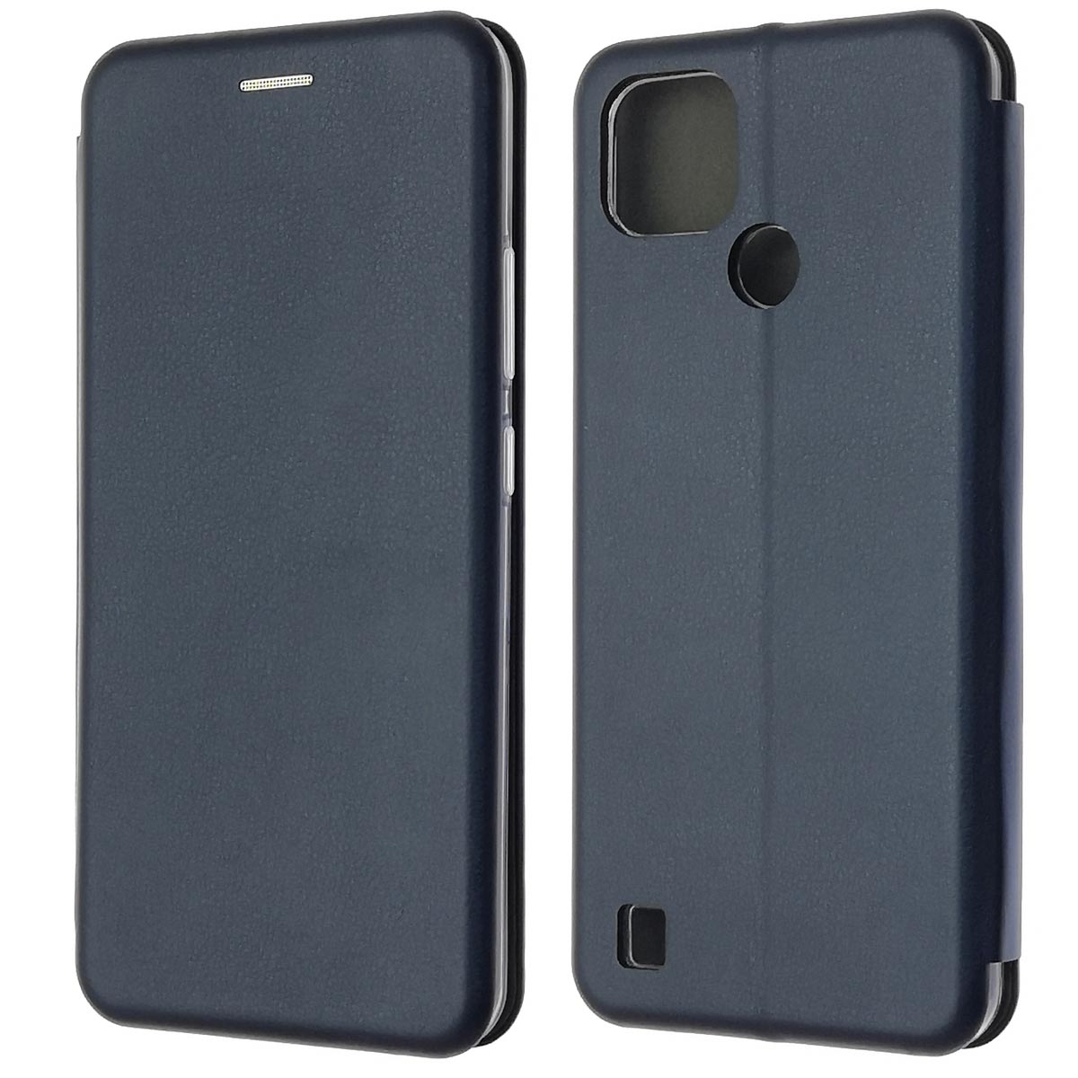 Чехол книжка STYLISH для Realme C21, экокожа, визитница, цвет темно синий