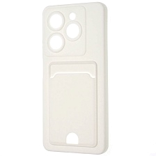 Чехол накладка BUTTON для TECNO Spark Go 2024, POP 8 защита камеры, силикон, отдел для карт, цвет белый Чехол накладка BUTTON для TECNO Spark Go 2024, POP 8 защита камеры, силикон, отдел для карт, цвет белый