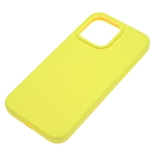 Чехол накладка Silicone Case для APPLE iPhone 15 Pro Max, бархатная подложка, цвет желтый