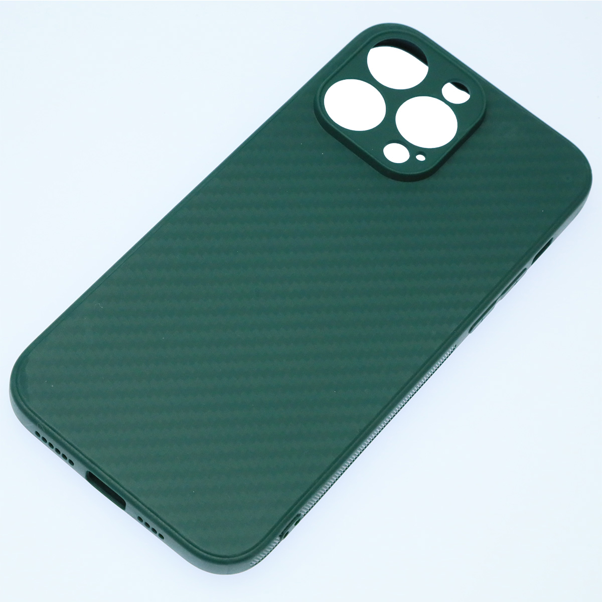 Чехол накладка для APPLE iPhone 14 Pro Max, силикон, карбон, цвет темно зеленый Чехол накладка для APPLE iPhone 14 Pro Max, силикон, карбон, цвет темно зеленый