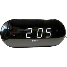 Электронные часы VST-715, будильник, белый циферблат, цвет черный