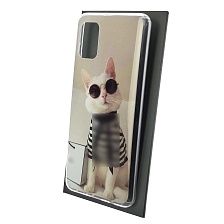 Чехол накладка Vinil для SAMSUNG Galaxy A31 (SM-A315), силикон, рисунок Cat, цвет серый