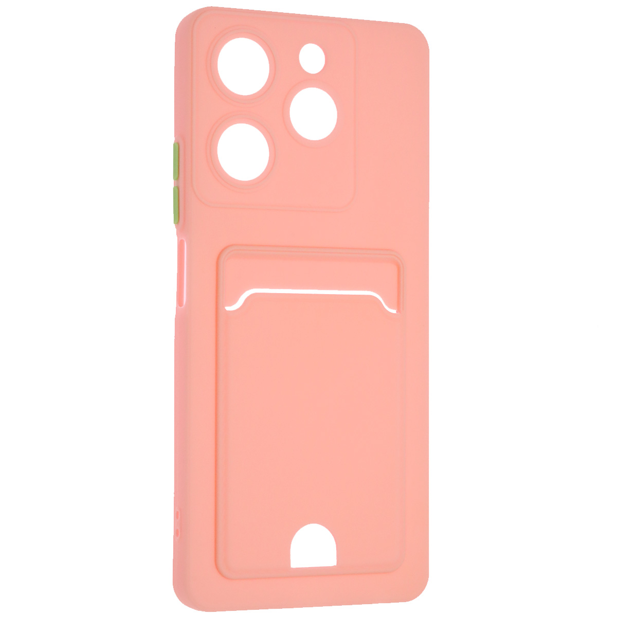 Чехол накладка BUTTON для TECNO Spark 10 Pro, силикон, отдел для карт, цвет розовый