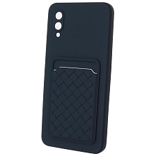 Чехол накладка CARD CASE для SAMSUNG Galaxy A02 (SM-A022), силикон, отдел для карт, цвет темно синий Чехол накладка CARD CASE для SAMSUNG Galaxy A02 (SM-A022), силикон, отдел для карт, цвет темно синий