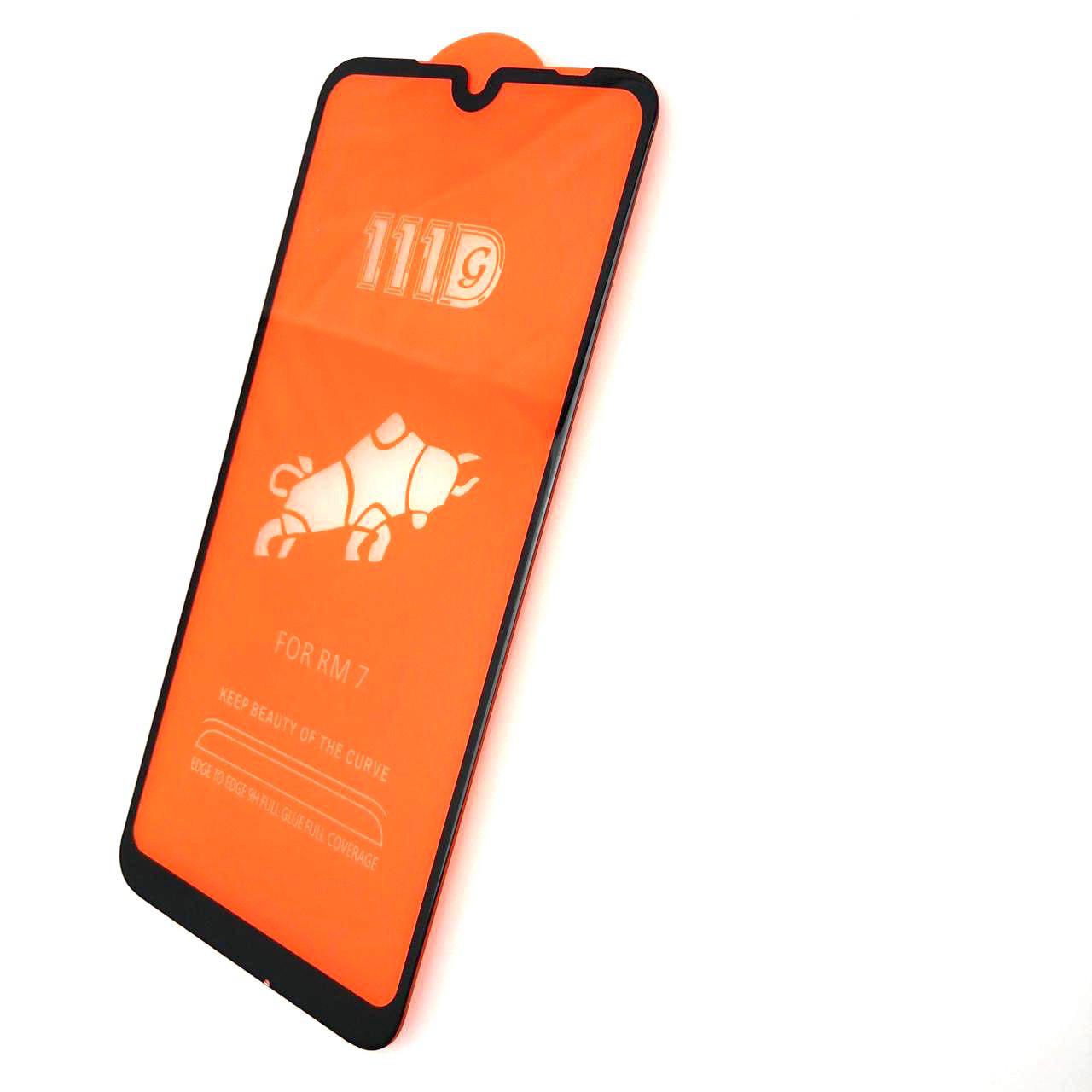 Защитное стекло 11D FULL GLUE для XIAOMI Redmi 7, цвет канта чёрный.
