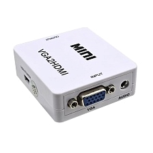 Переходник, конвертер, преобразователь видеосигнала VGA на HDMI, цвет белый. Переходник, конвертер, преобразователь видеосигнала VGA на HDMI, цвет белый.