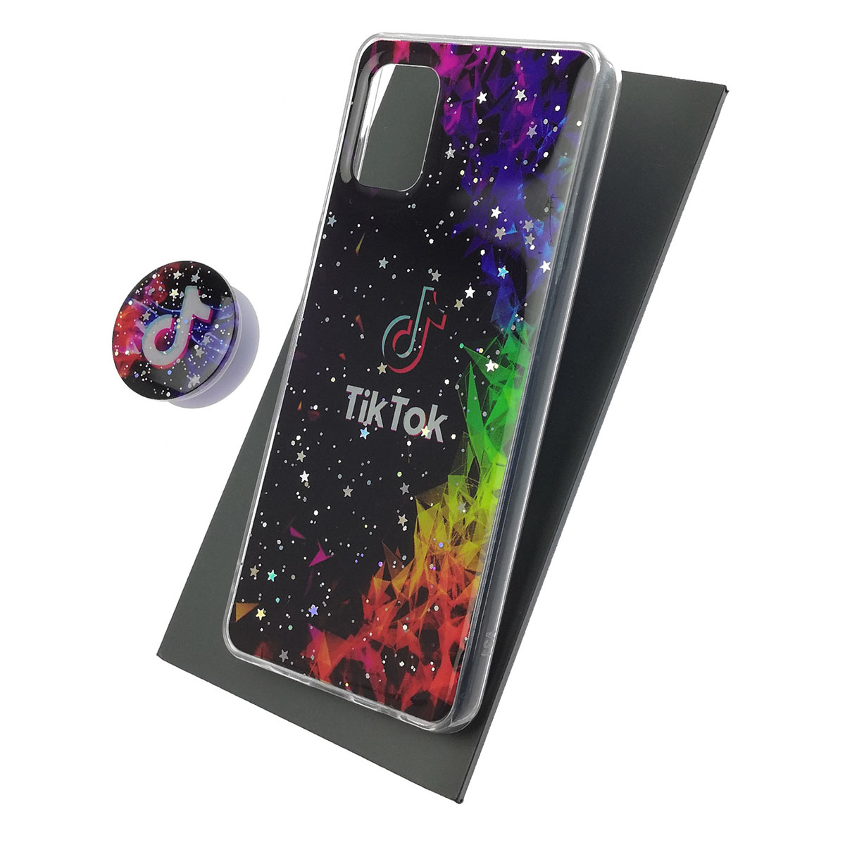 Чехол накладка для SAMSUNG Galaxy A31 (SM-A315), силикон, фактурный глянец, с поп сокетом, рисунок Tik Tok Чехол накладка для SAMSUNG Galaxy A31 (SM-A315), силикон, фактурный глянец, с поп сокетом, рисунок Tik Tok