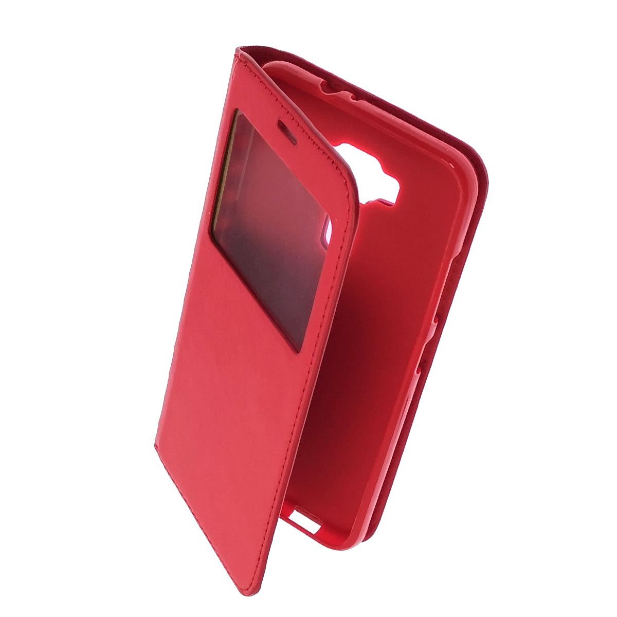 Чехол книжка для ASUS ZenFone 3 ZE520KL, экокожа, с окошком, цвет красный.