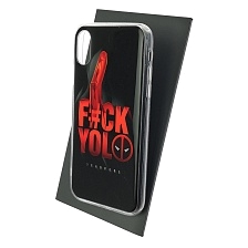 Чехол накладка для APPLE iPhone XR, силикон, глянцевый, рисунок FCK YOLO DEADPOOL