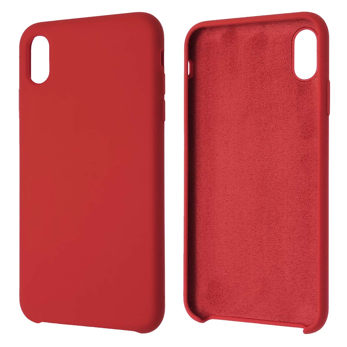 Чехол накладка Silicon Case для APPLE iPhone XS MAX, силикон, бархат, цвет красный