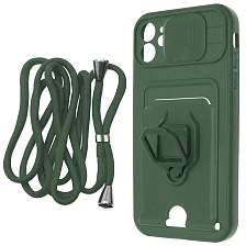 Чехол накладка MULTI FUNCTION 4 в 1 для APPLE iPhone 11 (6.1), цвет темно зеленый Чехол накладка MULTI FUNCTION 4 в 1 для APPLE iPhone 11 (6.1), цвет темно зеленый