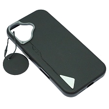 Чехол накладка Cabbeen с поддержкой MagSafe для APPLE iPhone 17, экокожа, бархат, цвет черный