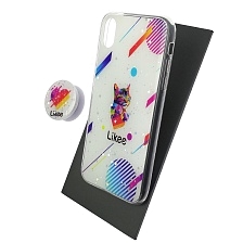Чехол накладка для APPLE iPhone XR, силикон, фактурный глянец, с поп сокетом, рисунок Likee Чехол накладка для APPLE iPhone XR, силикон, фактурный глянец, с поп сокетом, рисунок Likee
