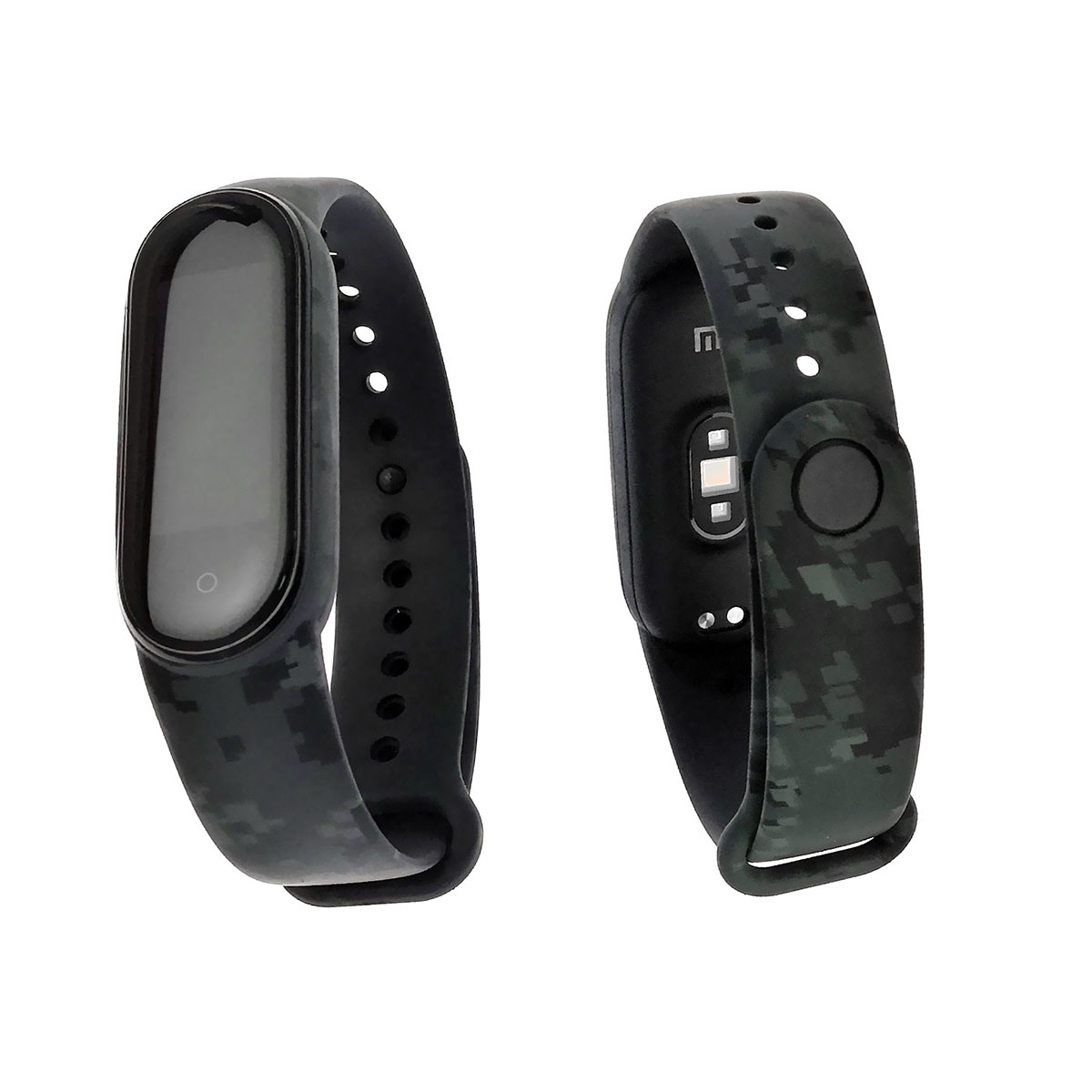 Сменный ремешок для фитнес браслета, смарт часов XIAOMI Mi Band 5, рисунок серые пиксели.
