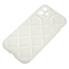 Чехол накладка для APPLE iPhone 12 (6.1"), силикон, 3D ромб, цвет белый Чехол накладка для APPLE iPhone 12 (6.1"), силикон, 3D ромб, цвет белый
