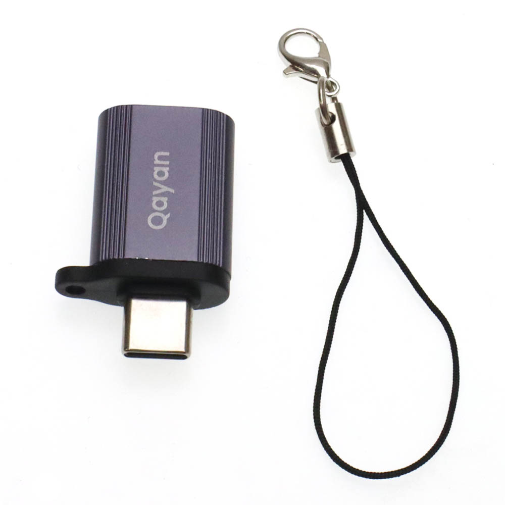 Адаптер, переходник OTG QAYAN QTG170 USB Type C (папа) на USB A (мама), 66W, цвет темно серебристый