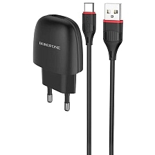 СЗУ (Сетевое зарядное устройство) BOROFONE BA49A Vast Power с кабелем Type C, 2.1A, 1 USB, длина 1 метр, цвет черный СЗУ (Сетевое зарядное устройство) BOROFONE BA49A Vast Power с кабелем Type C, 2.1A, 1 USB, длина 1 метр, цвет черный