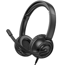 Гарнитура (наушники с микрофоном) проводная, полноразмерная, HOCO W112, цвет черный