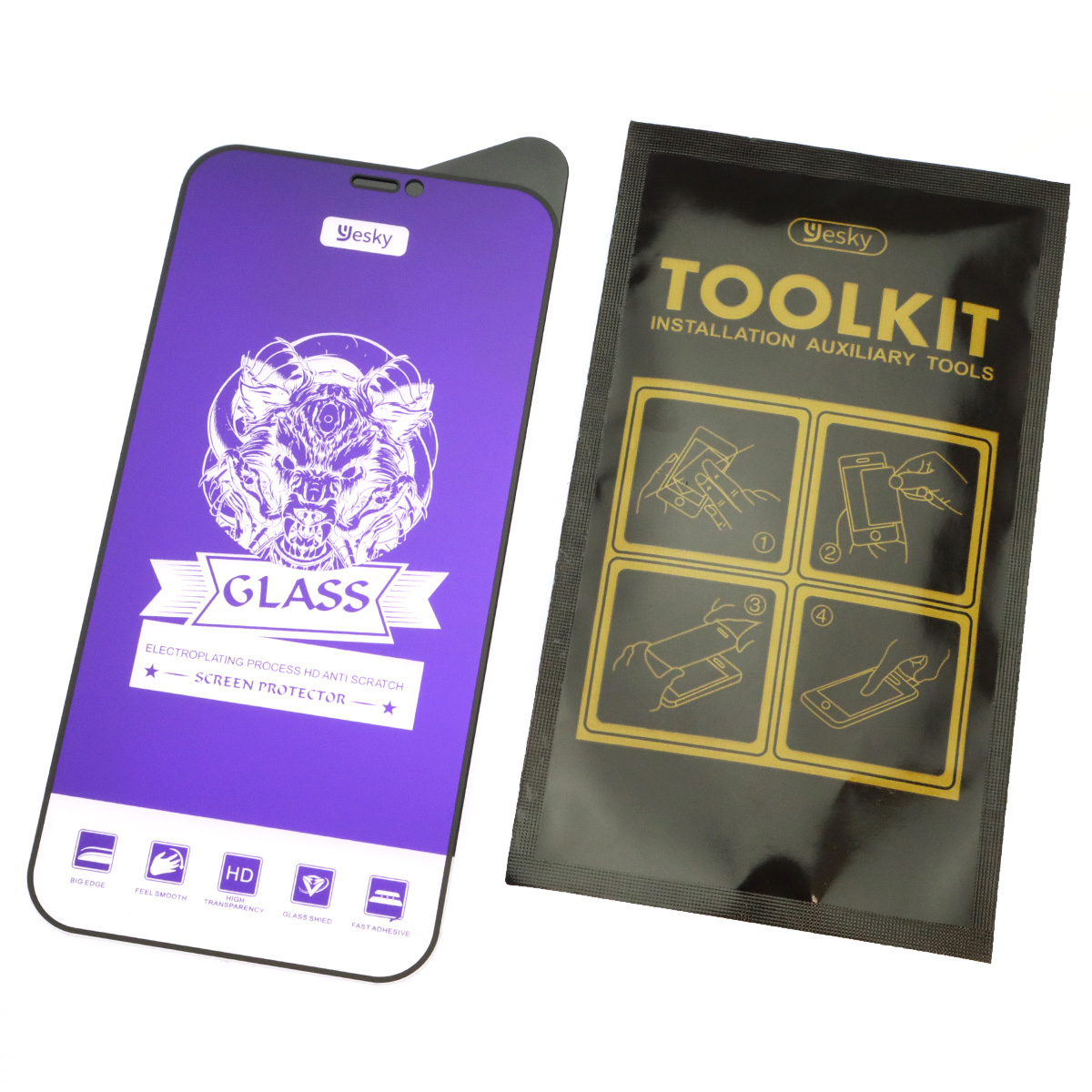 Защитное стекло YESKY MATTE ANTI-BLUE для APPLE iPhone 12 (6.1"), iPhone 12 Pro (6.1"), матовое с фильтром синего цвета, цвет черный
