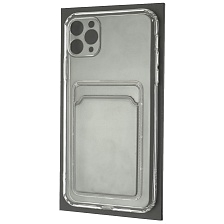 Чехол накладка CARD CASE для APPLE iPhone 11 Pro Max, силикон, отдел для карт, цвет прозрачный Чехол накладка CARD CASE для APPLE iPhone 11 Pro Max, силикон, отдел для карт, цвет прозрачный