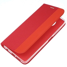 Чехол книжка MESH для XIAOMI POCO X3, POCO X3 Pro, текстиль, силикон, бархат, визитница, цвет красный