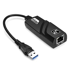 Адаптер, переходник USB 3.0 AM на Ethernet LAN RJ-45, скорость до 1000 Мбит/с, цвет черный