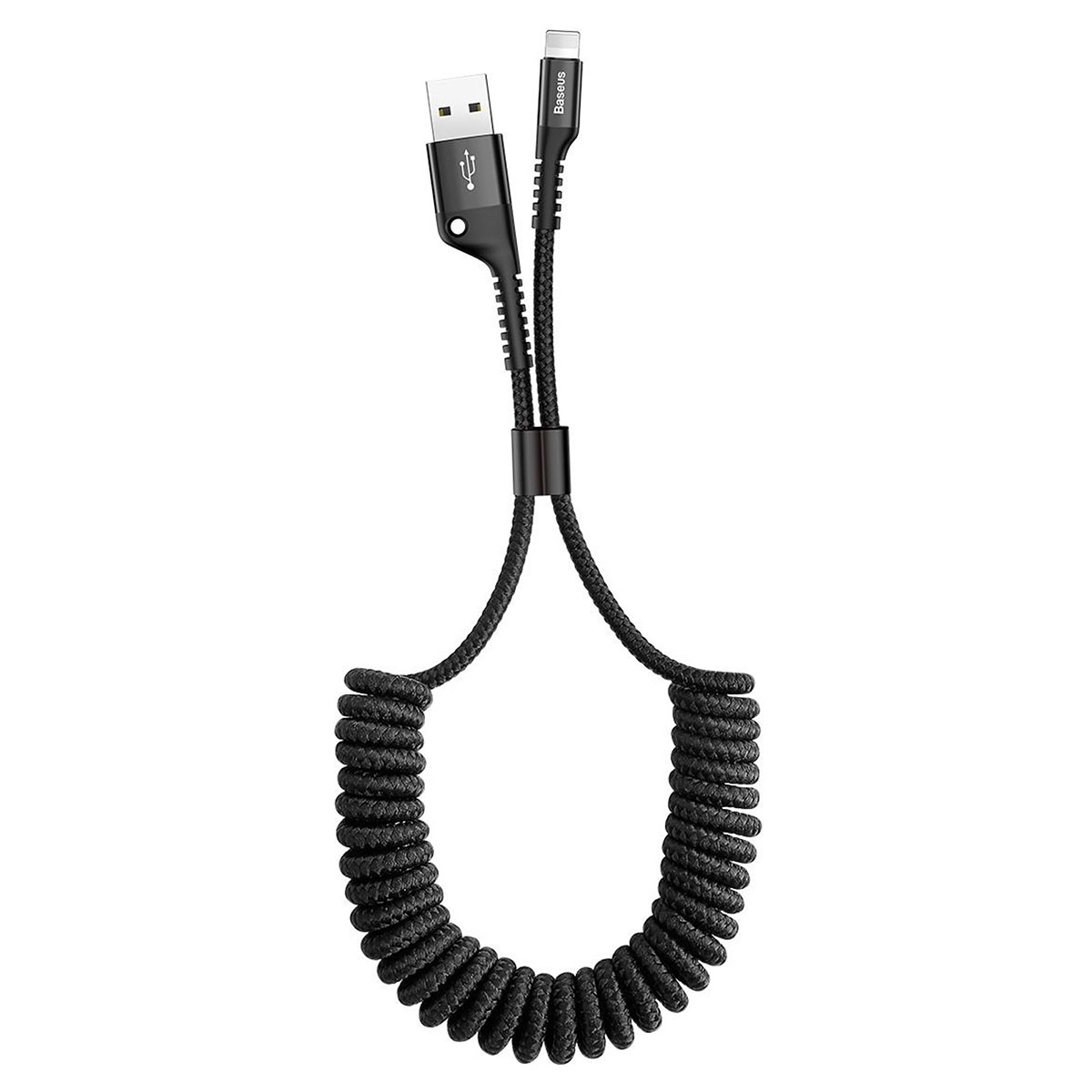 Кабель BASEUS CALSR-01 Fish eye Spring APPLE Lightning 8 pin, 2A, длина 1 метр, витой, цвет черный