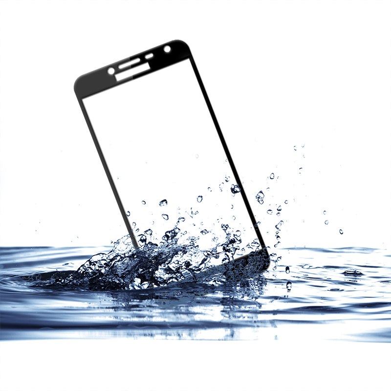 Защитное стекло ГИБКОЕ (Flexible) для Samsung J2 Pro (2018) в упаковке,чёрное.