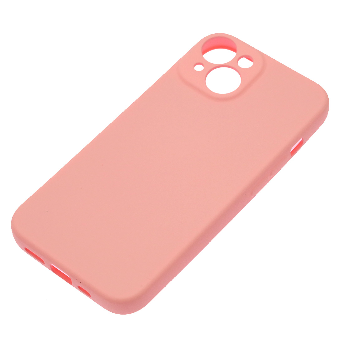 Чехол накладка Silicon Case для APPLE iPhone 14, защита камеры, силикон, бархат, цвет розовый