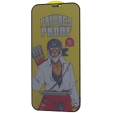 Защитное стекло Антишпион PRIVACY PROOF для APPLE iPhone 12 Pro Max (6.7"), с сеточкой на динамике, цвет окантовки черный