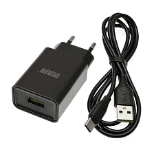 СЗУ (сетевое зарядное устройство) MRM MR21t на 1 USB порт 5V 2.4A MAX, USB кабель Type-C, длина 1м, цвет черный. СЗУ (сетевое зарядное устройство) MRM MR21t на 1 USB порт 5V 2.4A MAX, USB кабель Type-C, длина 1м, цвет черный.