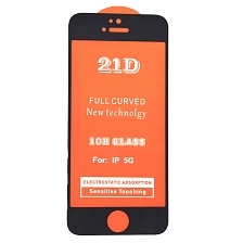 Защитное стекло "21D" FULL GLUE для APPLE iPhone 5, 5G, 5S, SE, цвет окантовки черный. Защитное стекло "21D" FULL GLUE для APPLE iPhone 5, 5G, 5S, SE, цвет окантовки черный.