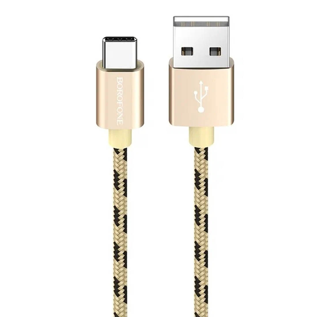 Кабель BOROFONE BX24 Ring current USB Type-C, 3A, длина 1 метр, нейлоновая оплетка, цвет золотистый