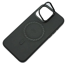 Чехол накладка Modern Stylish с поддержкой MagSafe для APPLE iPhone 15 Pro Max, защита камеры, подставка, экокожа, бархат, цвет черный